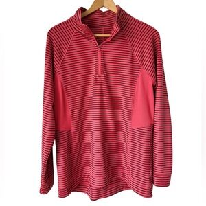 Talbots Red and Black Striped Quarter-Zip Pullover